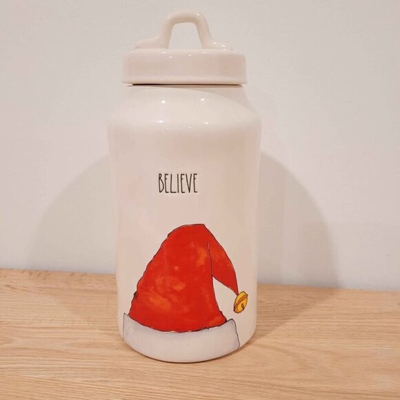 Rae Dunn new Christmas holiday cermaic "Believe" Jar - Picture 3 of 9